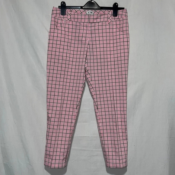 pink white grey plaid / checkered Adidas Climalite pants size 6 - Picture 1 of 4